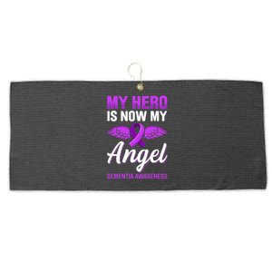 My Hero Is Now My Angel Dementia Awareness Alzheimer Large Microfiber Waffle Golf Towel