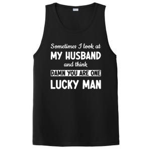 My Husband Is One Lucky Man Funny PosiCharge Competitor Tank