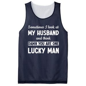 My Husband Is One Lucky Man Funny Mesh Reversible Basketball Jersey Tank