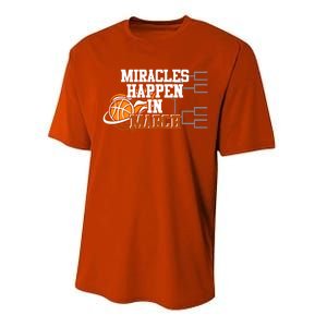 Miracles Happen In March Basketball Madness Brackets Gift Performance Sprint T-Shirt