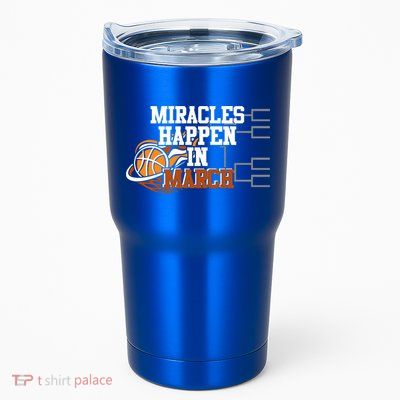 Miracles Happen In March Basketball Madness Brackets Gift Tumbler