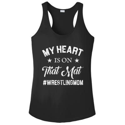 My Heart Is On That Mat Wrestling Mom Gift Ladies PosiCharge Competitor Racerback Tank