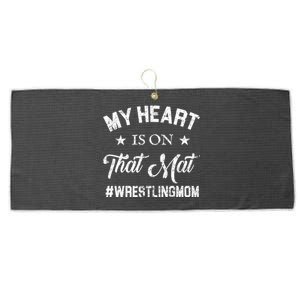 My Heart Is On That Mat Wrestling Mom Gift Large Microfiber Waffle Golf Towel