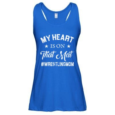 My Heart Is On That Mat Wrestling Mom Gift Ladies Essential Flowy Tank