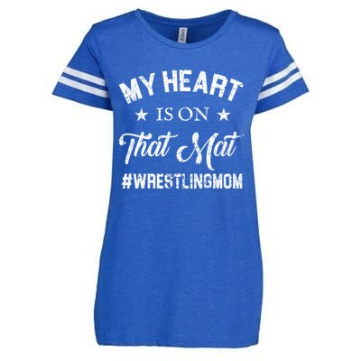 My Heart Is On That Mat Wrestling Mom Gift Enza Ladies Jersey Football T-Shirt