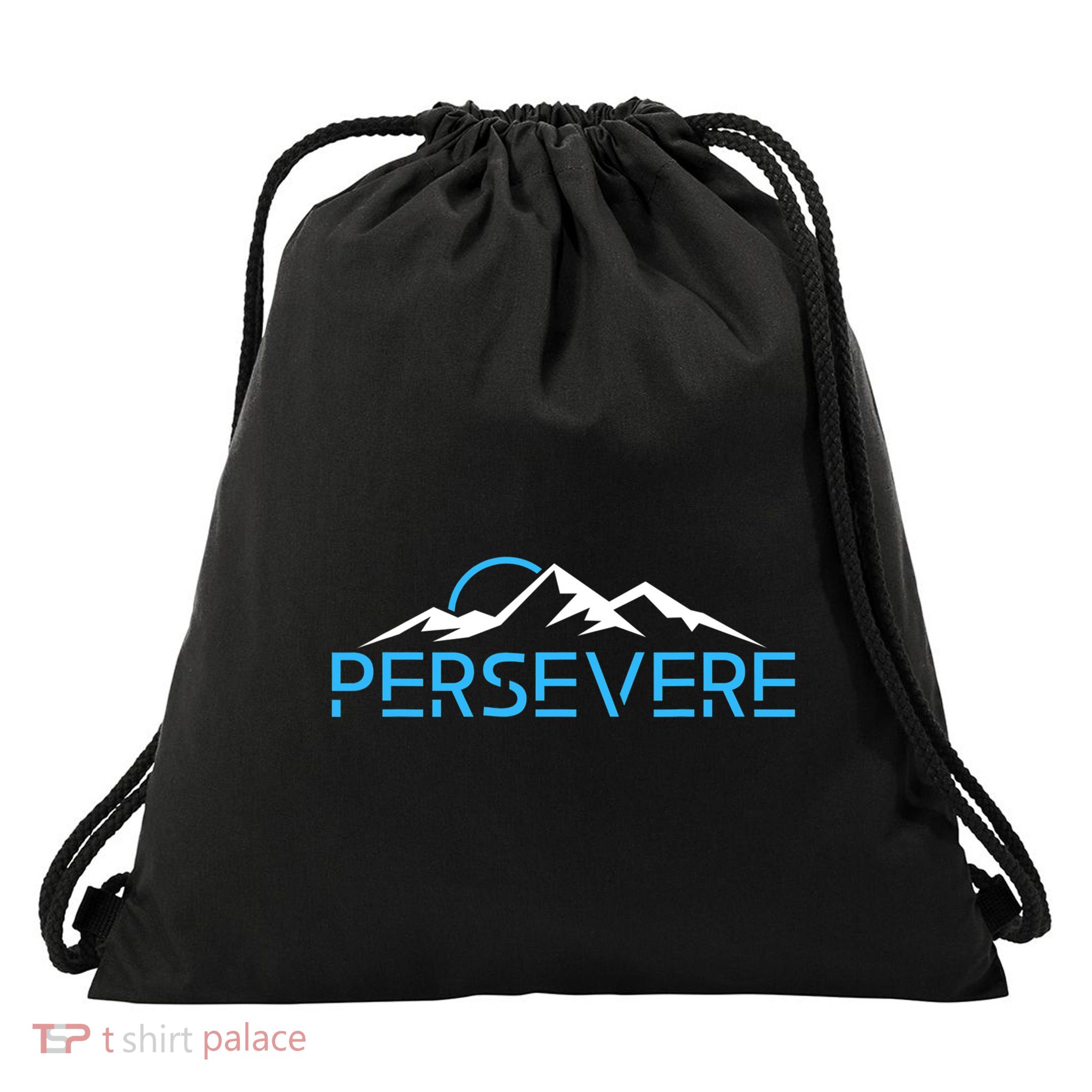 Mountains Hiking Inspiration Persevere Drawstring Bag