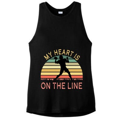 My Heart Is On The Line Football Offense Retro Design Ladies PosiCharge Tri-Blend Wicking Tank