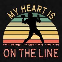 My Heart Is On The Line Football Offense Retro Design Ladies PosiCharge Tri-Blend Wicking Tank