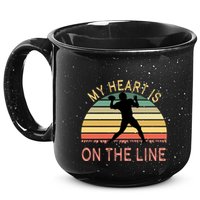 My Heart Is On The Line Football Offense Retro Design 15oz Campfire Ceramic Mug
