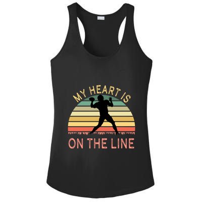 My Heart Is On The Line Football Offense Retro Design Ladies PosiCharge Competitor Racerback Tank