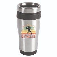 My Heart Is On The Line Football Offense Retro Design 16oz Travel Tumbler