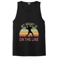 My Heart Is On The Line Football Offense Retro Design PosiCharge Competitor Tank