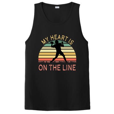 My Heart Is On The Line Football Offense Retro Design PosiCharge Competitor Tank