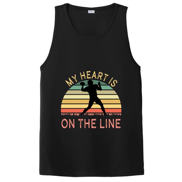 My Heart Is On The Line Football Offense Retro Design PosiCharge Competitor Tank