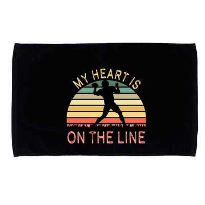 My Heart Is On The Line Football Offense Retro Design Microfiber Hand Towel