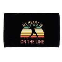 My Heart Is On The Line Football Offense Retro Design Microfiber Hand Towel
