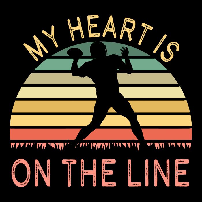 My Heart Is On The Line Football Offense Retro Design Cropped Pullover Crew