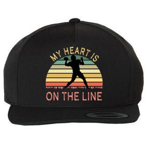 My Heart Is On The Line Football Offense Retro Design Wool Snapback Cap