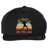 My Heart Is On The Line Football Offense Retro Design Wool Snapback Cap