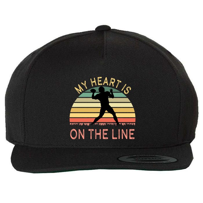 My Heart Is On The Line Football Offense Retro Design Wool Snapback Cap