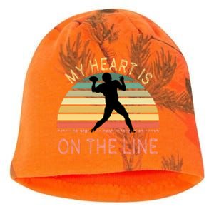 My Heart Is On The Line Football Offense Retro Design Kati - Camo Knit Beanie