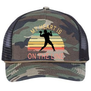 My Heart Is On The Line Football Offense Retro Design Retro Rope Trucker Hat Cap