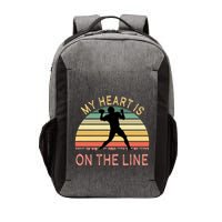 My Heart Is On The Line Football Offense Retro Design Vector Backpack