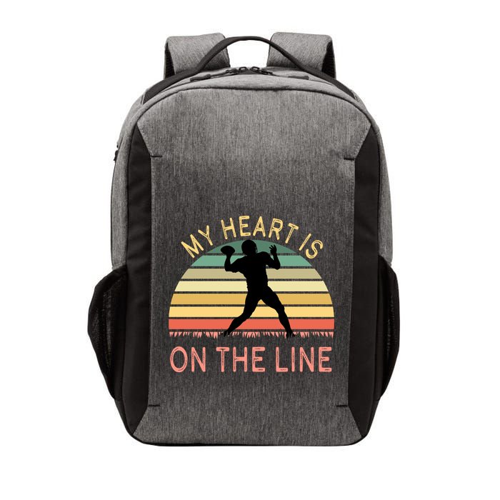 My Heart Is On The Line Football Offense Retro Design Vector Backpack
