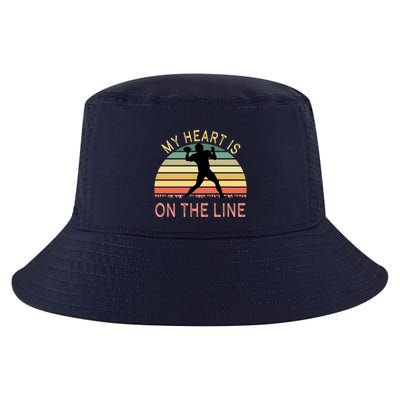My Heart Is On The Line Football Offense Retro Design Cool Comfort Performance Bucket Hat