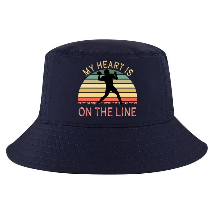 My Heart Is On The Line Football Offense Retro Design Cool Comfort Performance Bucket Hat