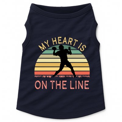 My Heart Is On The Line Football Offense Retro Design Doggie Tank