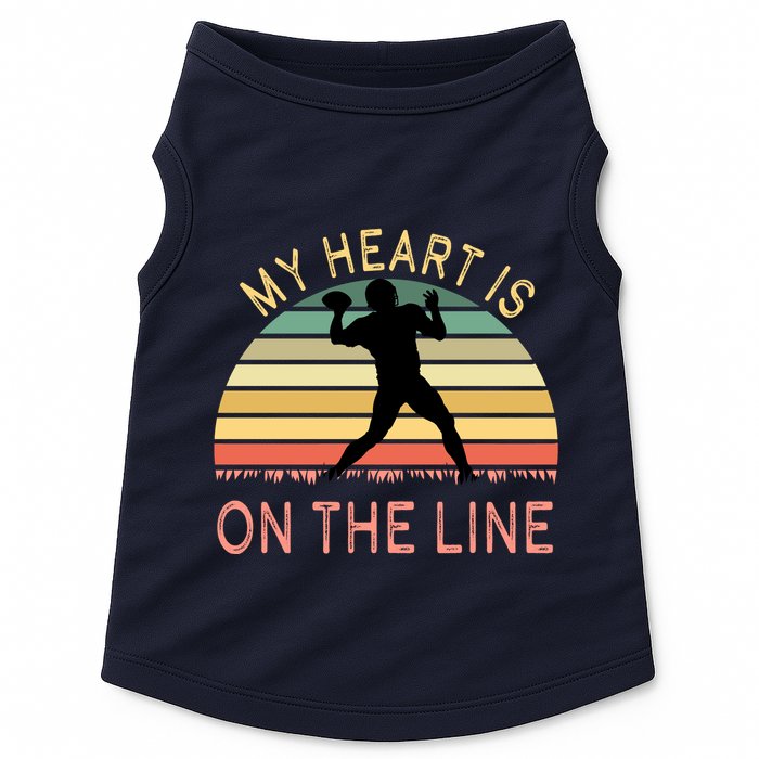 My Heart Is On The Line Football Offense Retro Design Doggie Tank