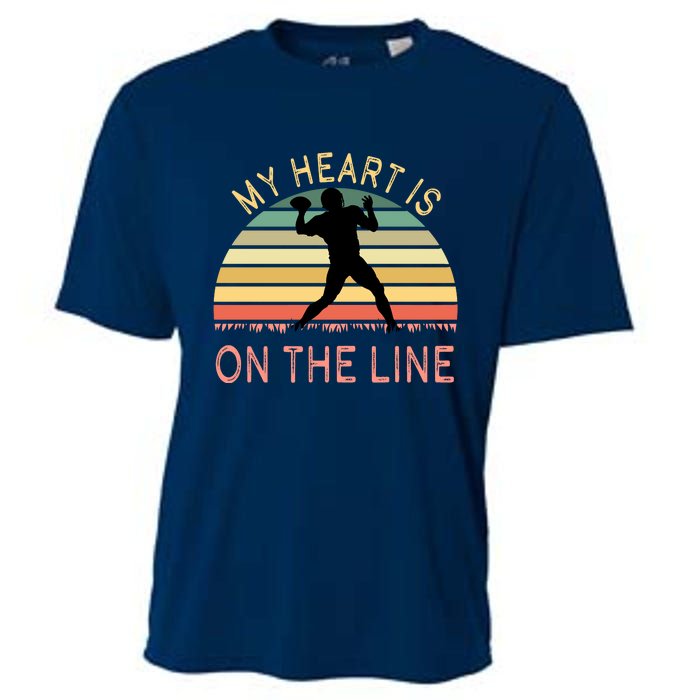 My Heart Is On The Line Football Offense Retro Design Cooling Performance Crew T-Shirt