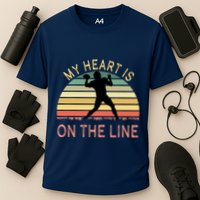 My Heart Is On The Line Football Offense Retro Design Performance Shirt