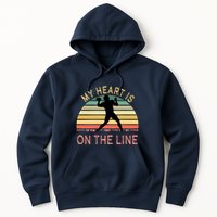 My Heart Is On The Line Football Offense Retro Design Hoodie