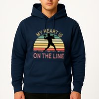 My Heart Is On The Line Football Offense Retro Design Hoodie