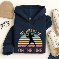 My Heart Is On The Line Football Offense Retro Design Hoodie