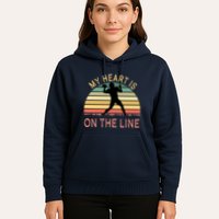 My Heart Is On The Line Football Offense Retro Design Hoodie