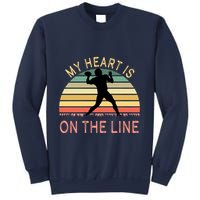 My Heart Is On The Line Football Offense Retro Design Sweatshirt