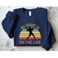 My Heart Is On The Line Football Offense Retro Design Sweatshirt