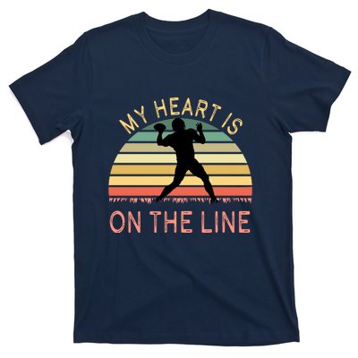 My Heart Is On The Line Football Offense Retro Design T-Shirt