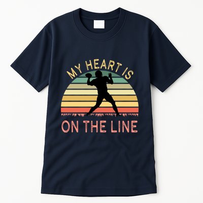 My Heart Is On The Line Football Offense Retro Design Tall T-Shirt
