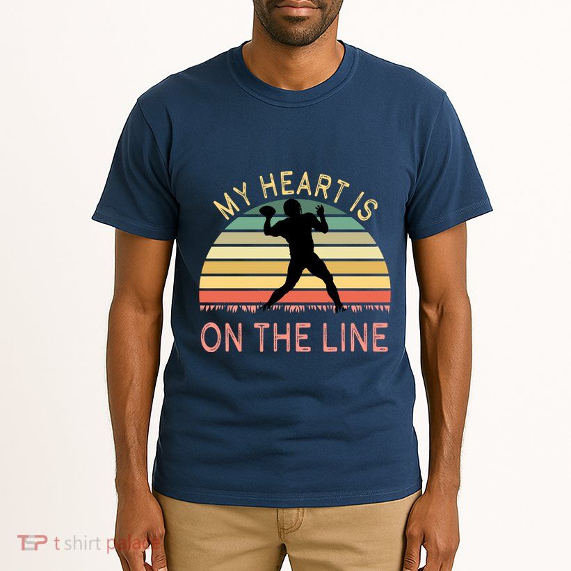 My Heart Is On The Line Football Offense Retro Design Tall T-Shirt