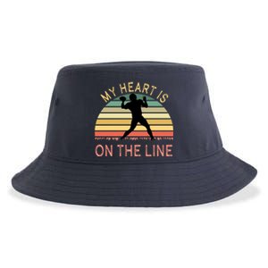 My Heart Is On The Line Football Offense Retro Design Sustainable Bucket Hat