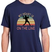 My Heart Is On The Line Football Offense Retro Design Adult ChromaSoft Performance T-Shirt