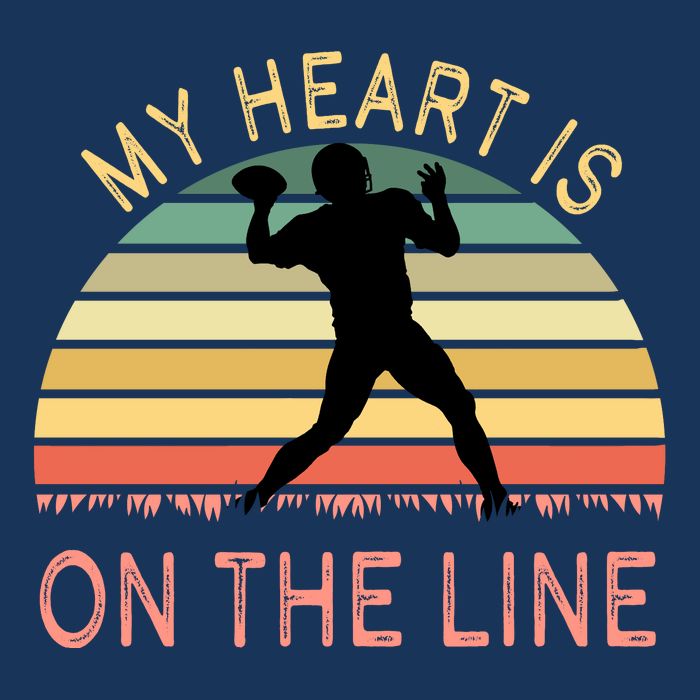 My Heart Is On The Line Football Offense Retro Design Drawstring Bag