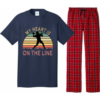 My Heart Is On The Line Football Offense Retro Design Pajama Set