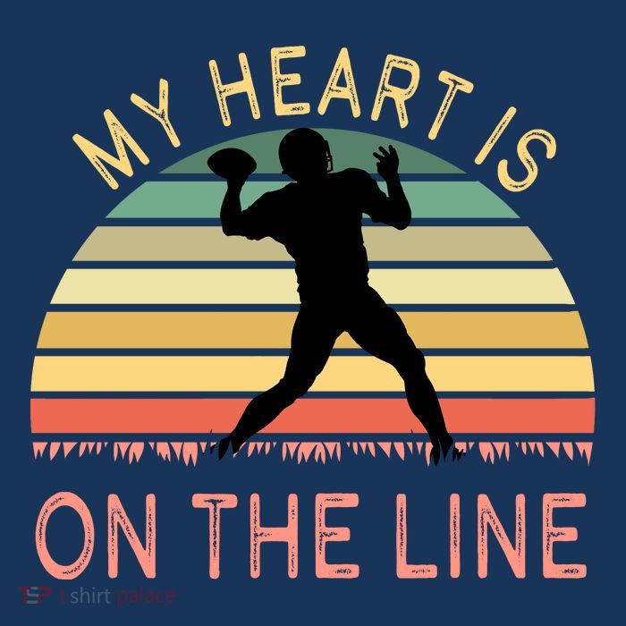My Heart Is On The Line Football Offense Retro Design Flatbill Hat