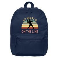 My Heart Is On The Line Football Offense Retro Design 16 in Basic Backpack