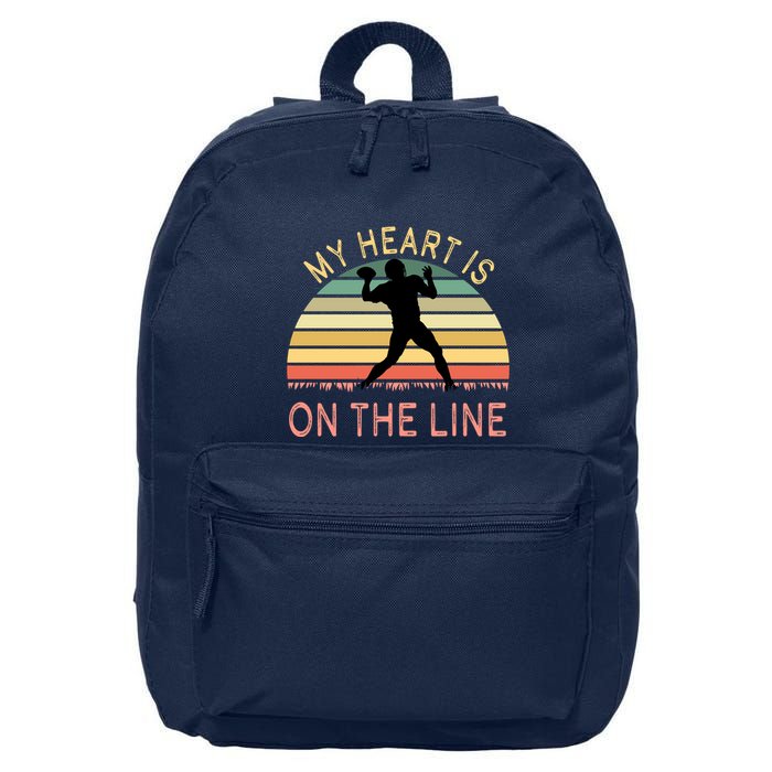 My Heart Is On The Line Football Offense Retro Design 16 in Basic Backpack